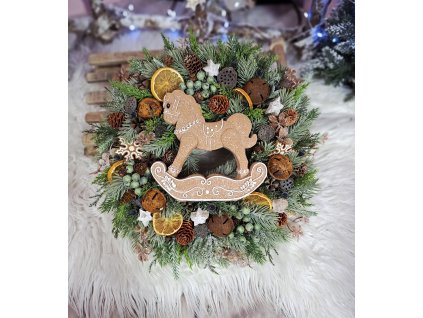 Vianočný veniec s koníkom 35cm