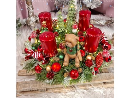 advetny veniec s mackom svietiaci 28cm