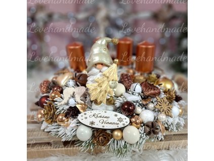 adventny veniec hnedo zlaty so skriatkom 1