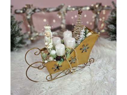 Adventné kovové sánky zlaté 30cm