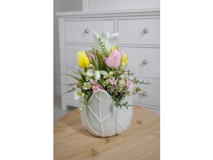 Jarný aranžmán s tulipánmi 27cm
