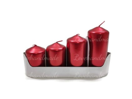 adventne sviecky cervene perletove postupne 12cm