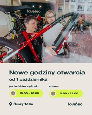 Planujesz wizytę w naszym sklepie w Czeskim Cieszynie? 🚲 Od 1 października obowiązują nowe godziny otwarcia – sprawdź je...