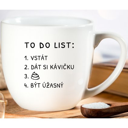 Porcelánový hrnek 330 ml - TO DO LIST, ÚŽASNÝ