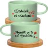 Párové Makronkové šálky 2x180 ml - DĚDEČEK VÍ VŠECHNO, NAUČIL SE TO OD BABIČKY