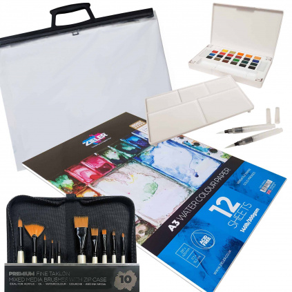 Zieler Akvarelová sada v přenosném pytli - Watercolor Painting Set + Carry bag