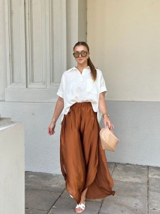 Kalhoty, které budete milovat 🤍 #summer #pants #loveit #brown #gold #fashion #ootd #handmade #czech