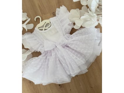 Luxusná tylová sukňa - Biela so srdiečkami