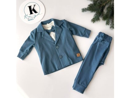 Bavlnený modrý trojkomplet