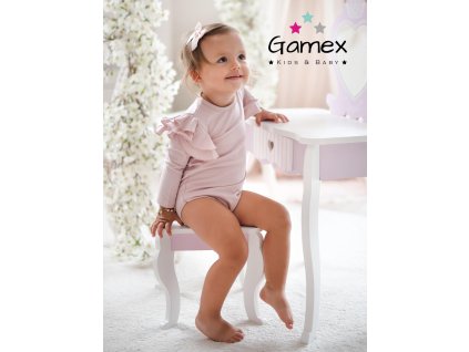 Bavlnené body/tričko s dvojitým volánom ružové a hnedé