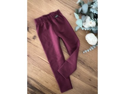 Zateplené legíny s vysokým pásom - Bordová