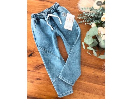 Pohodlné bavlnené rifle - Bledomodré