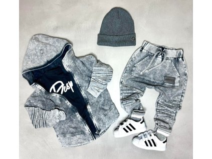 Bavlnená mikina Despacito Acid wash šed