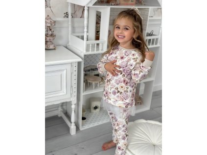 Fialková kvetovaná Tunika a legíny