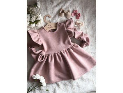 Zamatovo pudrovo ružové šaty