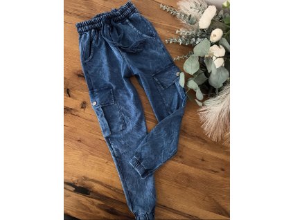 Bavlnené teplákové rifle s bočnými vačkami