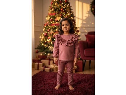 Vianočná kolekcia tričko s volanmi a legíny