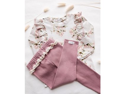 Novinka HELEN - Rebrované ružové legíny