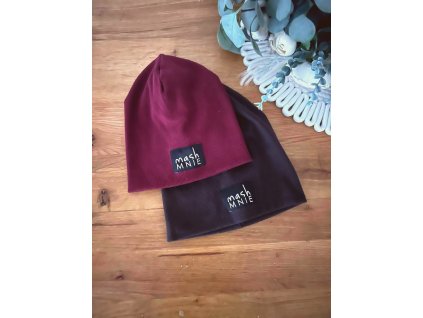 Prechodná dvojvrstvová čiapka - bordová, čokoládová