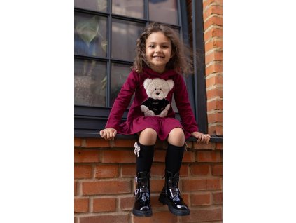 Bavlnené mackové Burgundy šaty 3D