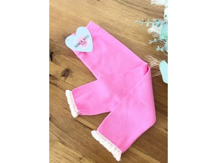 🩷Rebrované legíny s čipkou