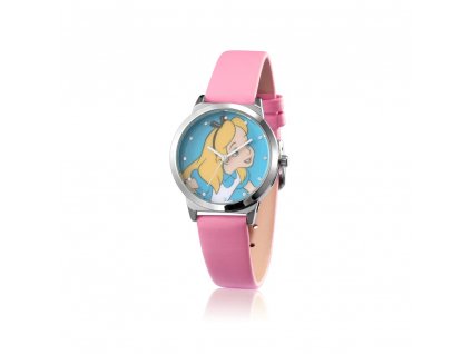 Disney Couture Kingdom Alice Wonderland Pink Strap Stainless Steel Analogue Watch SPW036