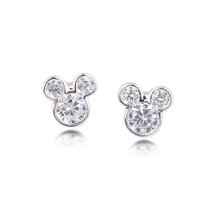 Disney - Náušnice - Mickey Mouse (Crystal) Barva: Bílé zlato (White Gold)