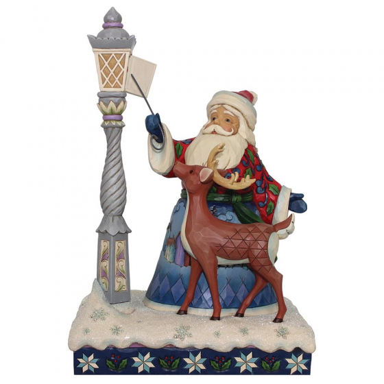 Santa by Lighted Lamppost