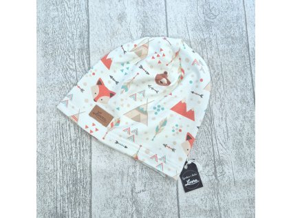 Dětská čepice Indiánská zvířátka