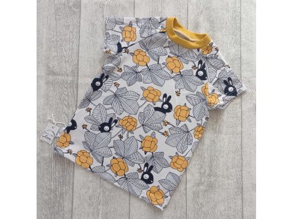 Dětské tričko králíčci hořčicové