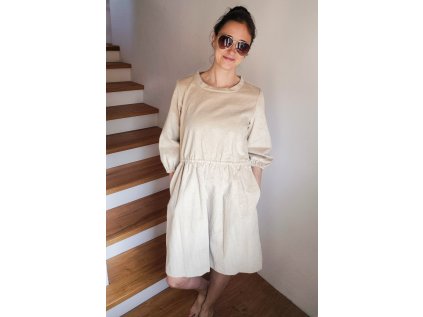 Dámské šaty Heřmánek manšestrové béžové