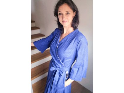 Dámské šaty Nocenka lněné modré