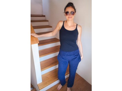 Kalhoty Tymián manšestr tm.modré