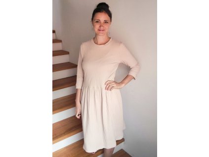 Šaty Měsíček žebrovaný úplet béžový