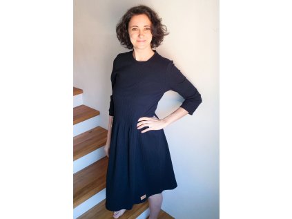 Šaty Měsíček žebrovaný úplet černý