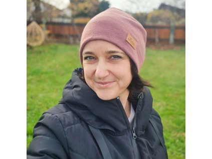 Merino čepice  starorůžový melír