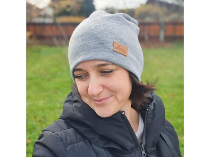 Merino čepice  šedý melír