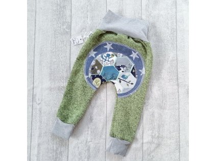 Teplaky svetr zelena liska hvezdy modra 1