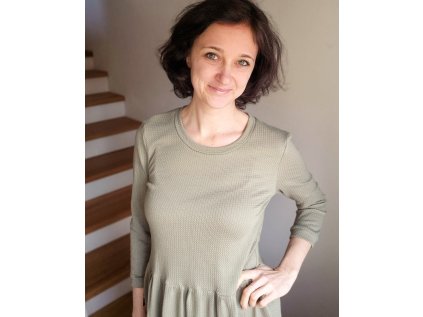 Dámské šaty Měsíček prošívaný úplet olivový