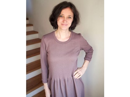 Dámské šaty Měsíček prošívaný úplet mauve