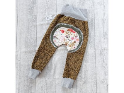 Teplaky svetr hneda kvety 1