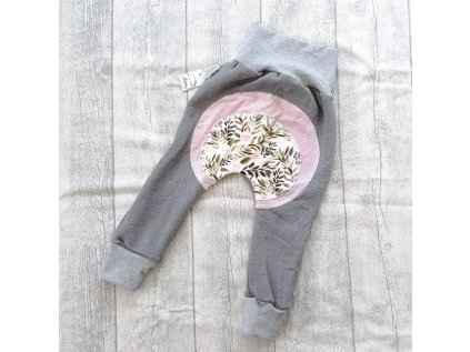 Dětské tepláky světle šedá Květy