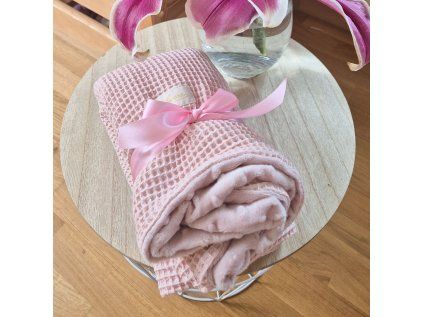 698 detska deka vaflova svetle ruzova