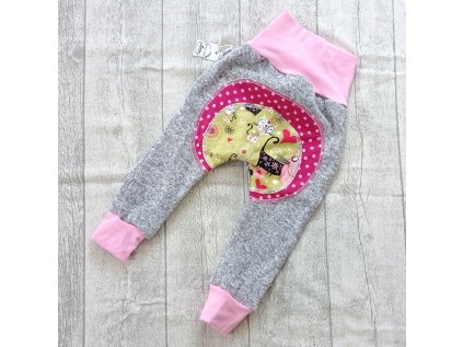 Dětské tepláky svetrovina šedá kočky