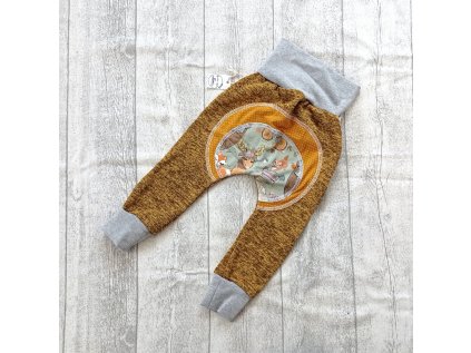 Dětské tepláky svetrovina hořčicová les