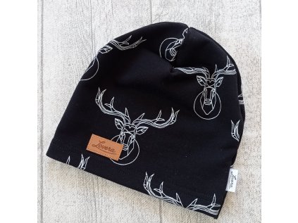 Dětská čepice Jeleni černí 40 - 45 cm