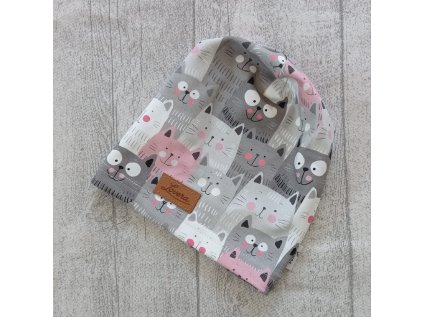 Dětská čepice Kočky