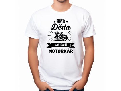 děda motorkář bílé