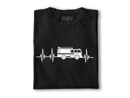 Složené tričko černé hasičské auto