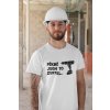 mockup of a worker wearing a tee with a customizable sleeve at a construction site 31537